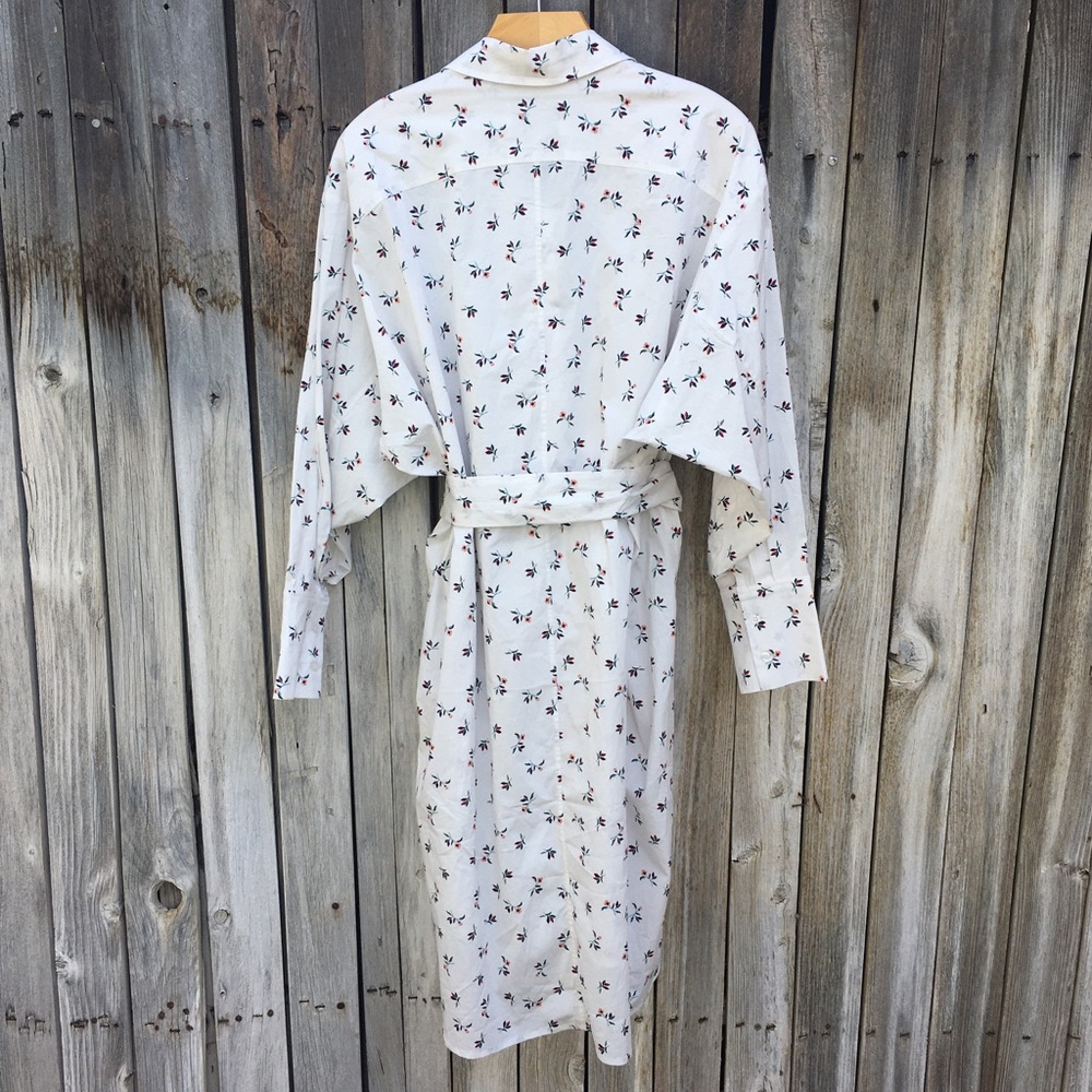 New Munthe Patrina Floral Long Sleeve Stretch Organic Cotton Shirtdress White 36 - Picture 12 of 16